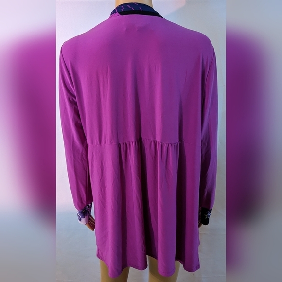 Pre-owned Antthony purple long sleeve overthrow shirt overlay size L TG - Picture 2 of 3